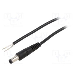 1 pcs x WEST POL - P25-TT-C050-050BK - Cable, 1x0.5mm2, wires,DC 5,5/2,5 plug, straight, black, 0.5m