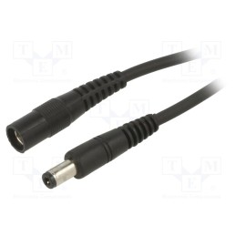 1 pcs x WEST POL - P25-C25-C100-200BK - Cable, 1x1mm2, DC 5,5/2,5 plug,DC 5,5/2,5 socket, straight, 2m
