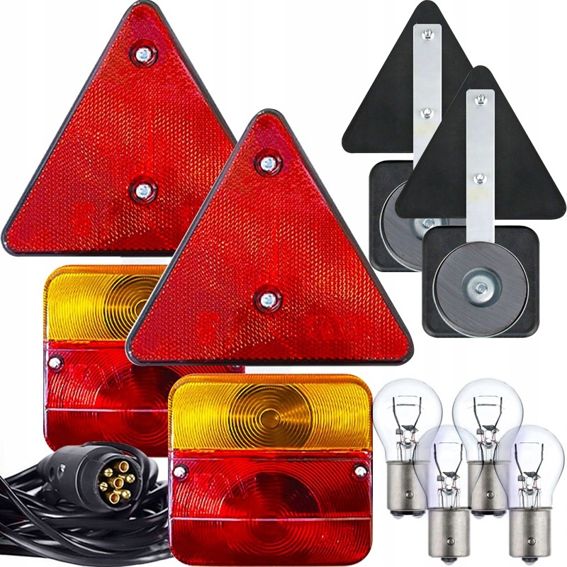 A set of combination lamps for a trailer with a magnet and a triangle