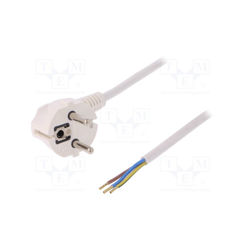 1 pcs x PLASTROL - W-97754 - Cable, 3G1mm2, CEE 7/7 (E/F) plug angled,wires,SCHUKO plug, PVC