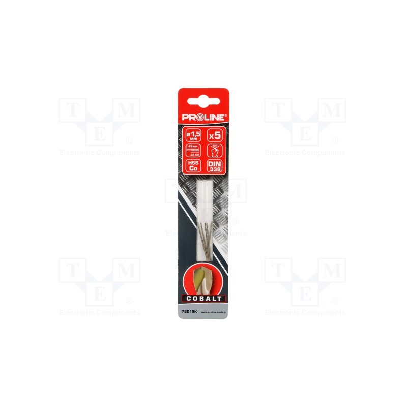 1 set x PROLINE - 78015K - Drill bit, for metal, Ø: 1.5mm, high speed steel cobalt HSS-Co