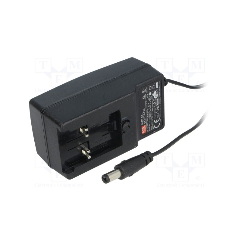 1 pcs x MEAN WELL - GE30I18-P1J - Power supply: switched-mode, plug, 18VDC, 1.66A, 30W, Out: 5,5/2,1