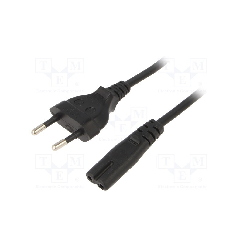 1 pcs x SUNNY - C7E18 - Cable, 2x0.75mm2, CEE 7/7 (E/F) plug,IEC C7 female, PVC, 1.8m