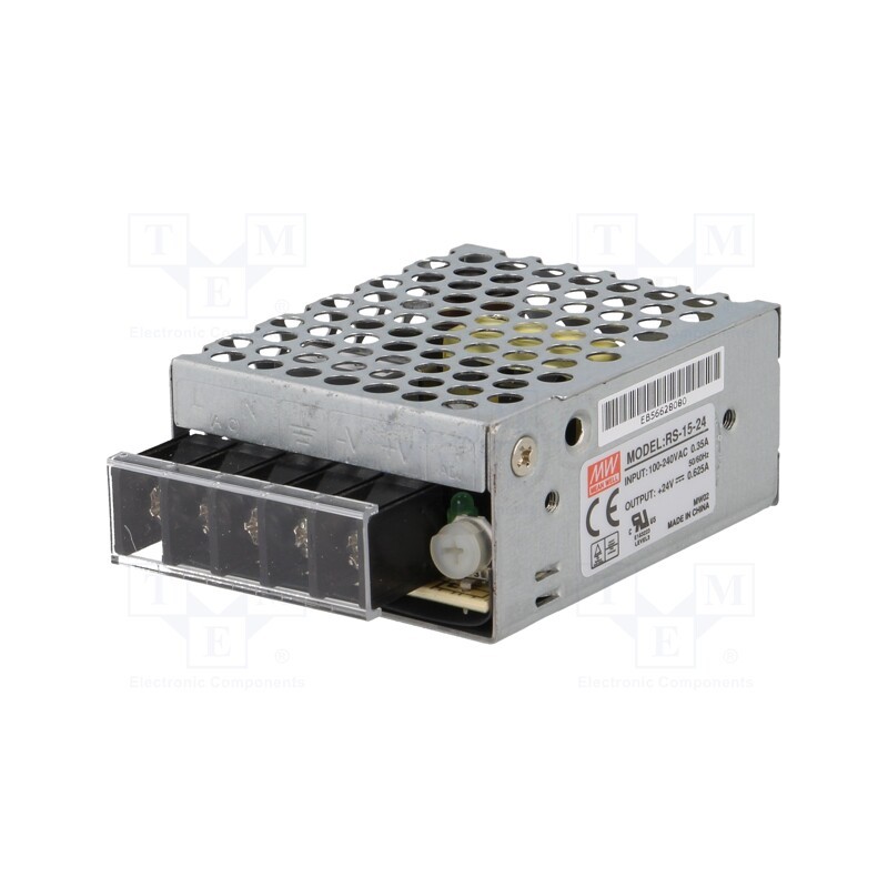 1 pcs x MEAN WELL - RS-15-24 - Power supply: switched-mode, for building in,modular, 15W, 24VDC