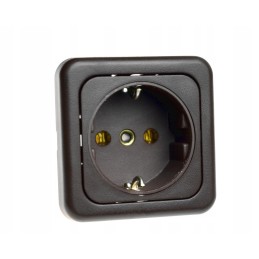 Internal electrical socket 230v 6x6 cm brown