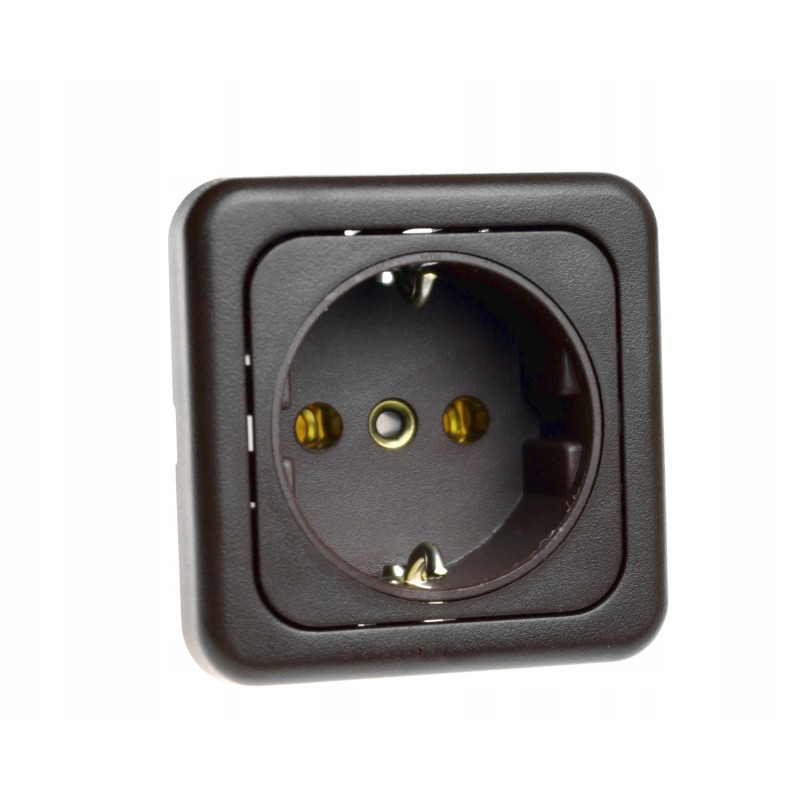 Internal electrical socket 230v 6x6 cm brown