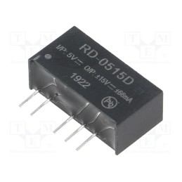 1 pcs x RECOM - RD-0515D - Converter: DC/DC, 2W, Uin: 4.5÷5.5V, Uout: 15VDC, Uout2: -15VDC, SIP7