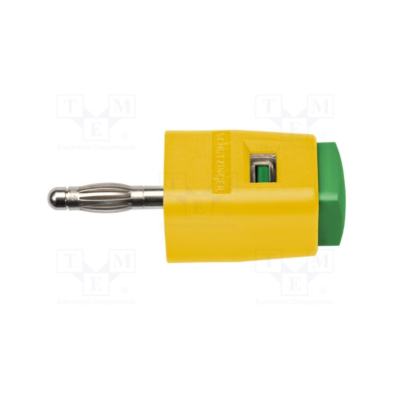 1 pcs x SCHu00dcTZINGER - SDK 502 / GNGE - Laboratory clamp, yellow-green, 70VDC, 16A, screw, nickel, L: 48mm
