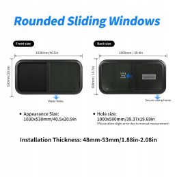 1000x500mm rv sliding window with mesh