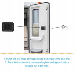 Door lock, camper trailer handle, black