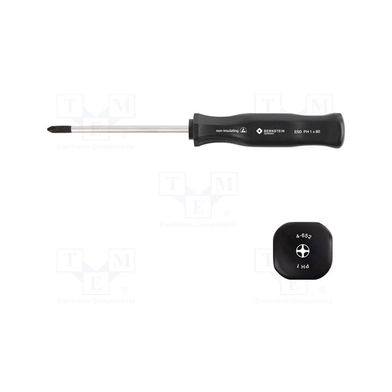 1 pcs x BERNSTEIN - 4-652 - Screwdriver, Phillips, PH1, Blade length: 80mm, Overall len: 170mm