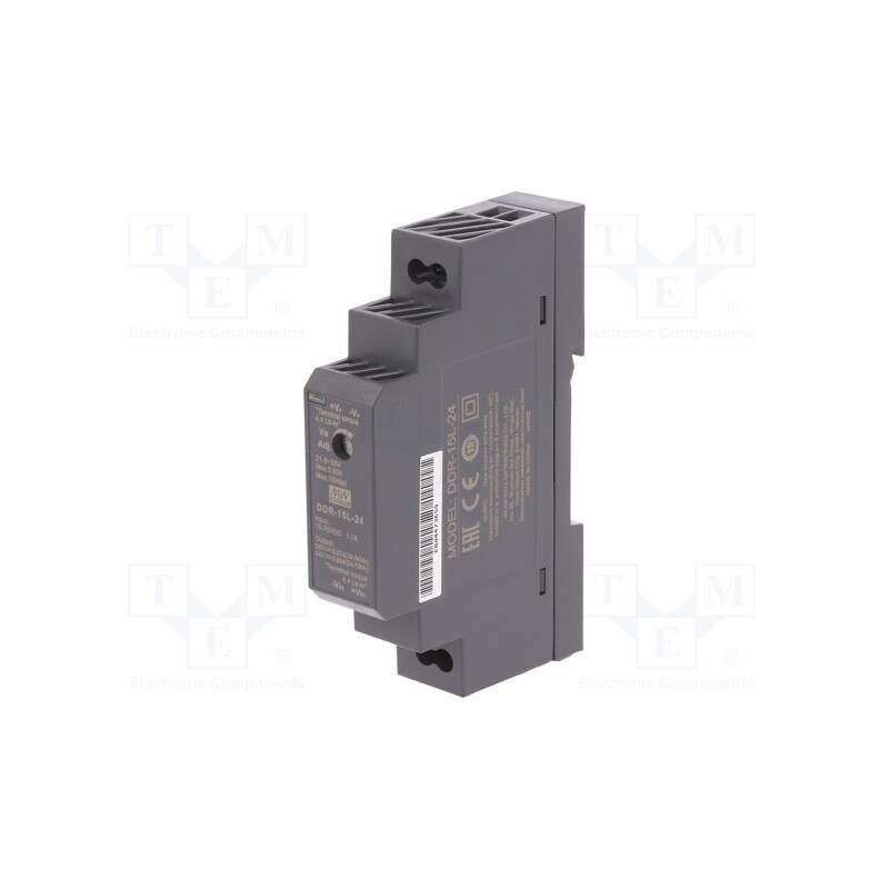 1 pcs x MEAN WELL - DDR-15L-24 - Converter: DC/DC, 15W, Uout: 24VDC, Iout: 0.63A, 17.5x90x54.5mm