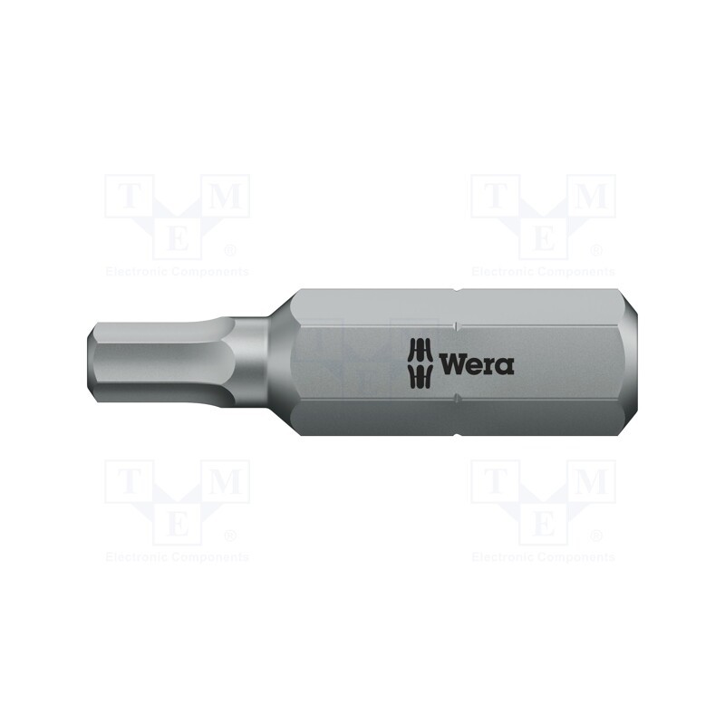 1 pcs x WERA - 5057525001 - Screwdriver bit, Hex Plus key, HEX 8mm, Overall len: 30mm