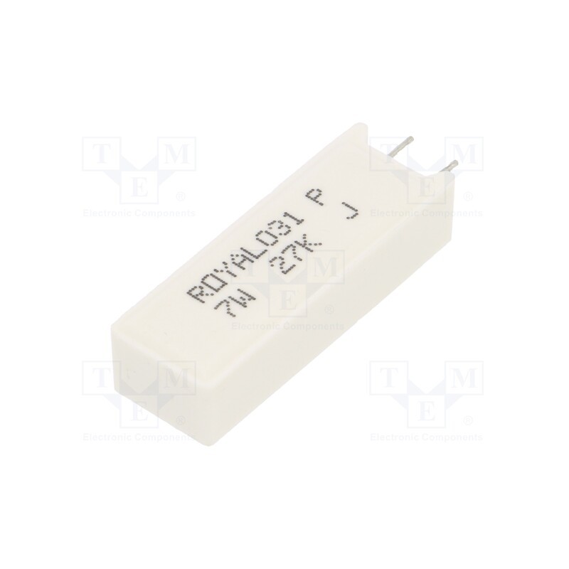 10 pcs x ROYAL OHM - PRM07WJP273B00 - Resistor: wire-wound, cement, THT, 27kΩ, 7W, ±5%, 38x12.5x9mm