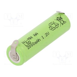 1 pcs x JJJ - AA2000E SOLDERING LUGS - Re-battery: Ni-MH, AA, 1.2V, 2000mAh, soldering lugs, Ø14.5x49.5mm