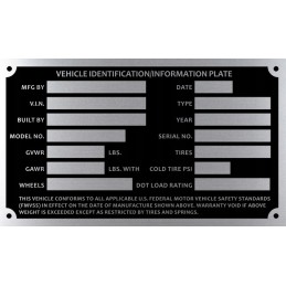 Vehicle identifcation nameplate usa