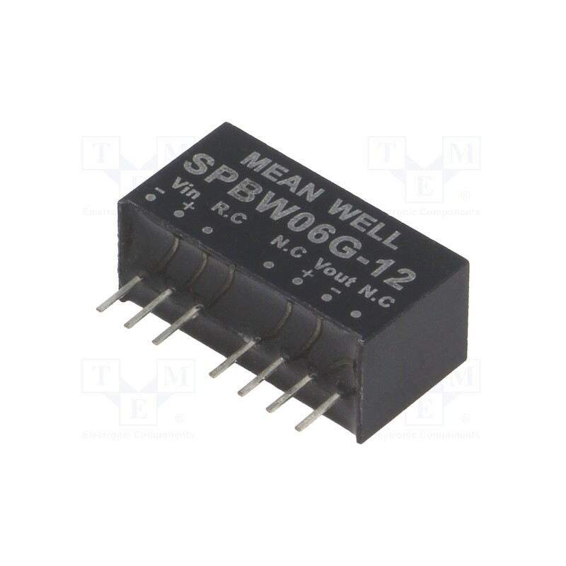 1 pcs x MEAN WELL - SPBW06G-12 - Converter: DC/DC, 6W, Uin: 18÷75V, Uout: 12VDC, Iout: 0÷500mA, SIP8