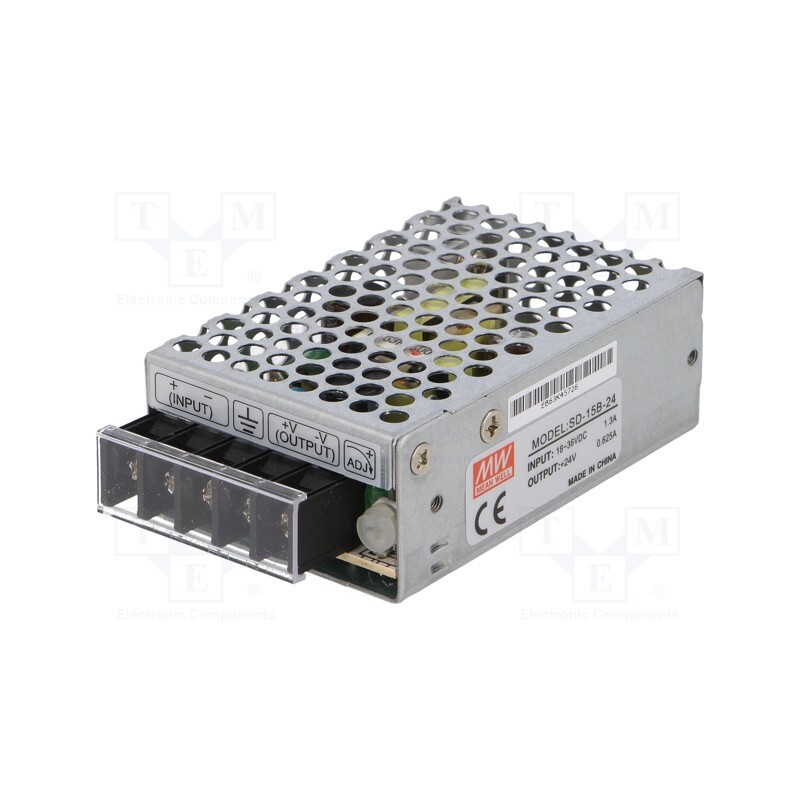 1 pcs x MEAN WELL - SD-15B-24 - Converter: DC/DC, 15W, Uin: 18÷36V, Uout: 24VDC, Iout: 0.625A, SD