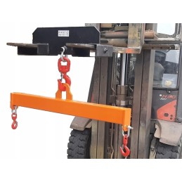 A forklift traverse suspended with slings