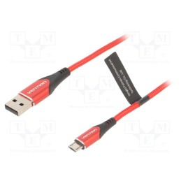 1 pcs x VENTION - COARG - Cable, USB 2.0, USB A plug,USB B micro plug, 1.5m, red, 480Mbps