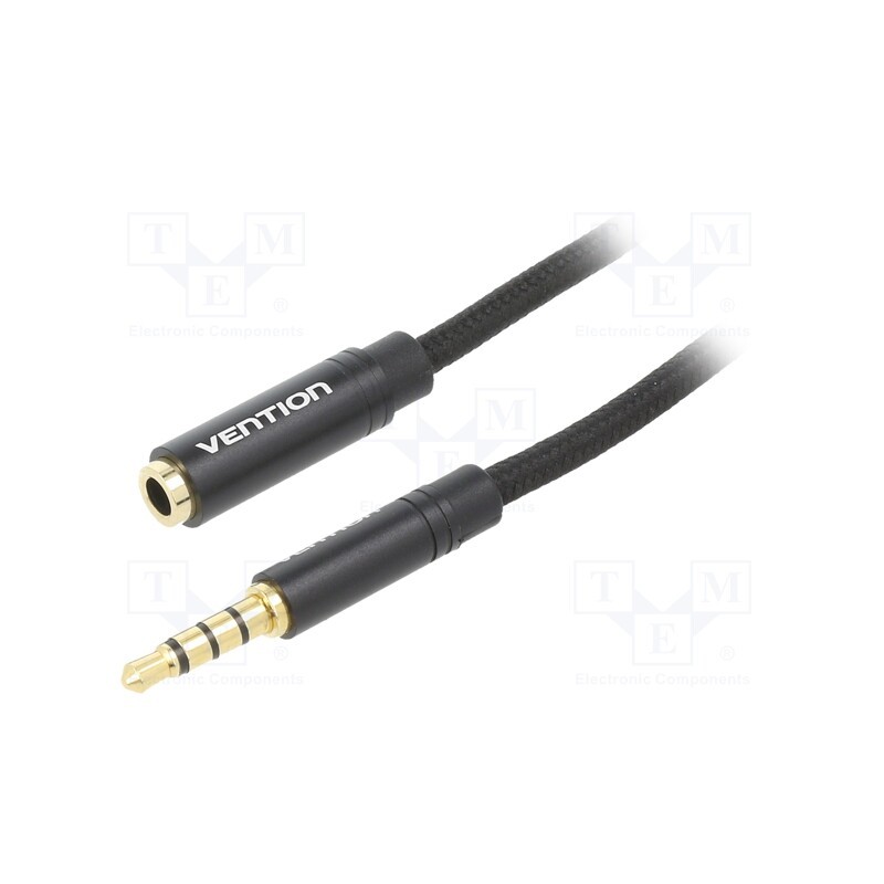 1 pcs x VENTION - BHBBI - Cable, Jack 3.5mm 4pin socket,Jack 3,5mm 4pin plug, 3m, black