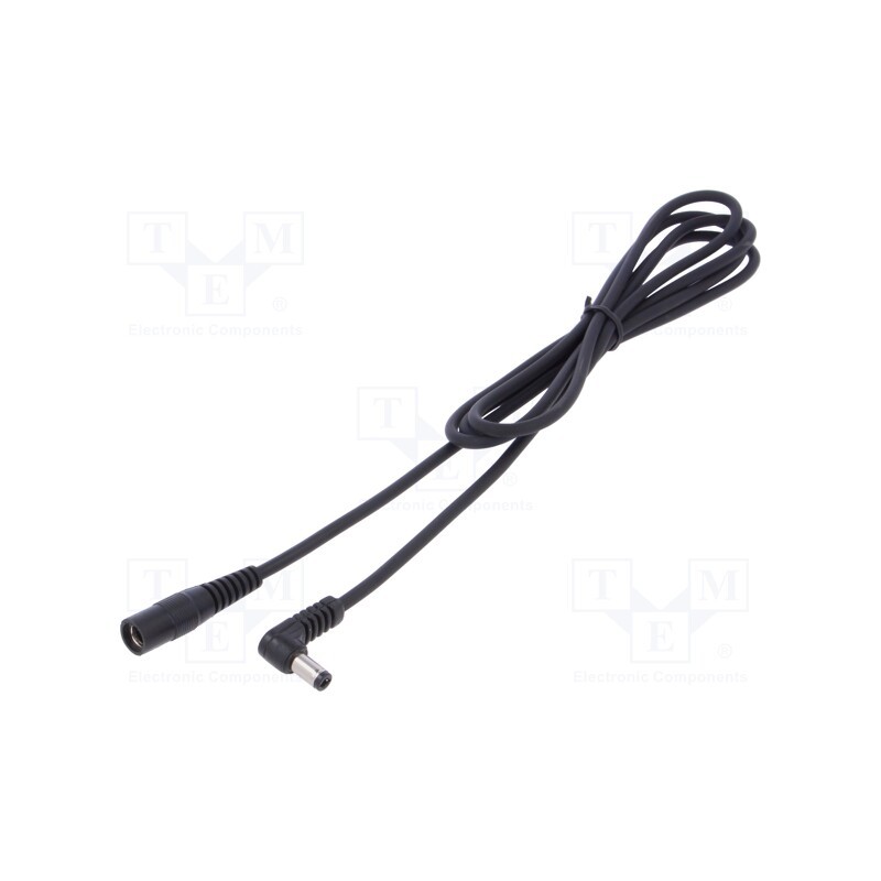 1 pcs x WEST POL - A25-C25-C100-150BK - Cable, 1x1mm2, DC 5,5/2,5 plug,DC 5,5/2,5 socket, angled, black