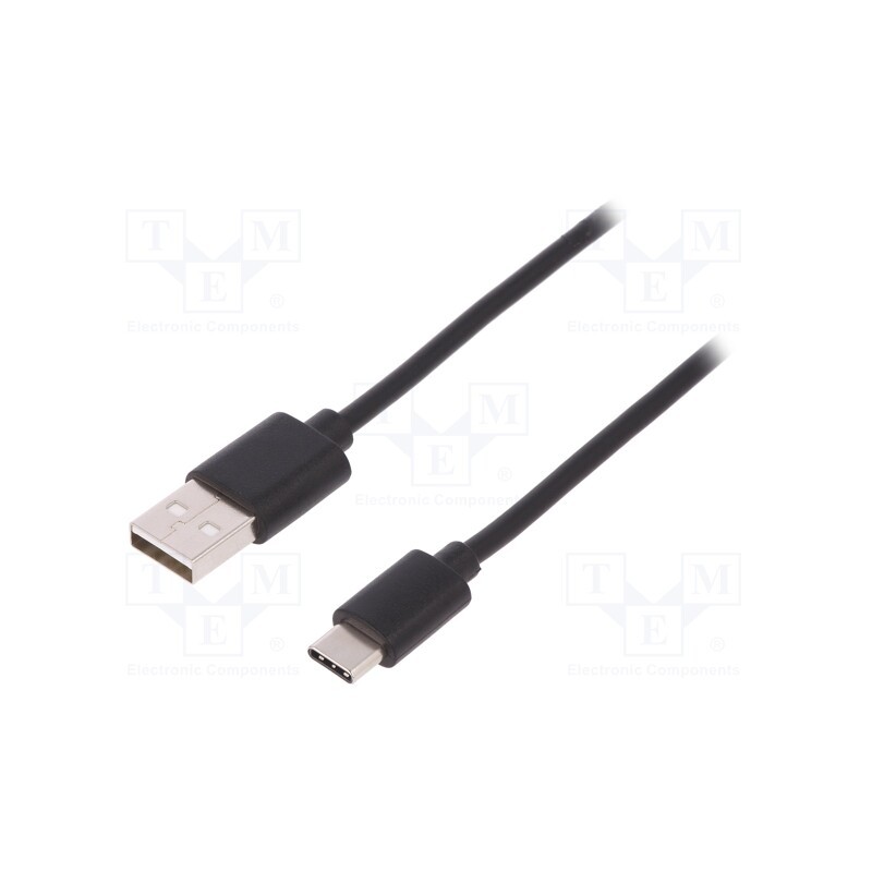 1 pcs x DIGITUS - AK-300136-018-S - Cable, USB 2.0, USB A plug,USB C plug, nickel plated, 1.8m, black