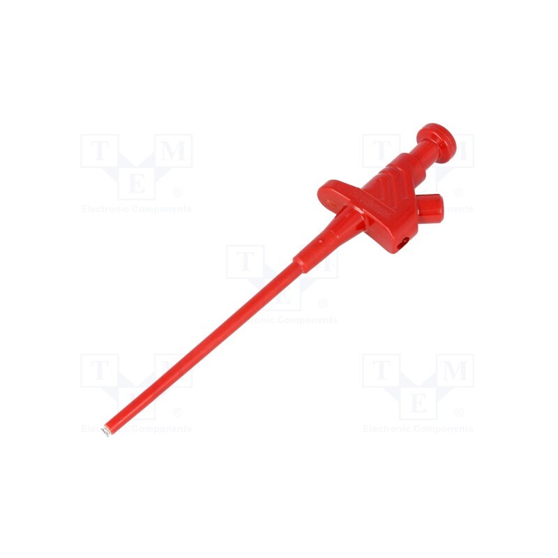 1 pcs x HIRSCHMANN T&M - KLEPS 30 RT - Clip-on probe, pincers type, 60VDC, red, 4mm, Overall len: 158mm
