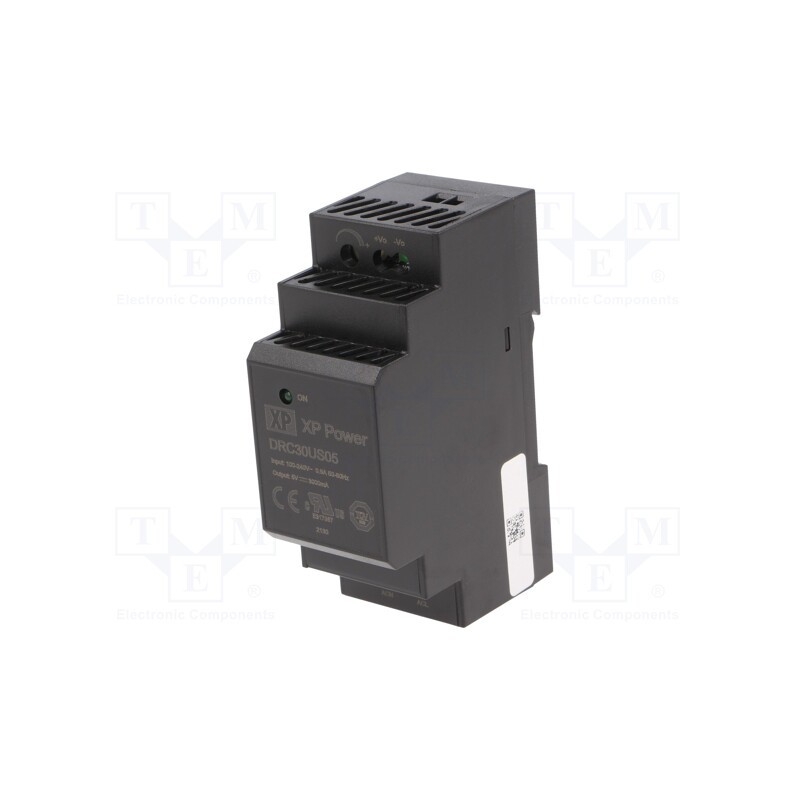 1 pcs x XP POWER - DRC30US05 - Power supply: switched-mode, for DIN rail, 30W, 5VDC, 3A, -30÷70°C
