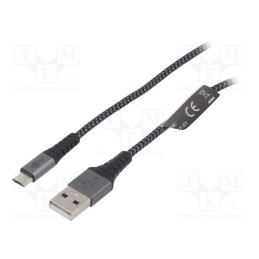 1 pcs x Goobay - 49282 - Cable, USB 2.0, USB A plug,USB B micro plug, 1m, 480Mbps, textile