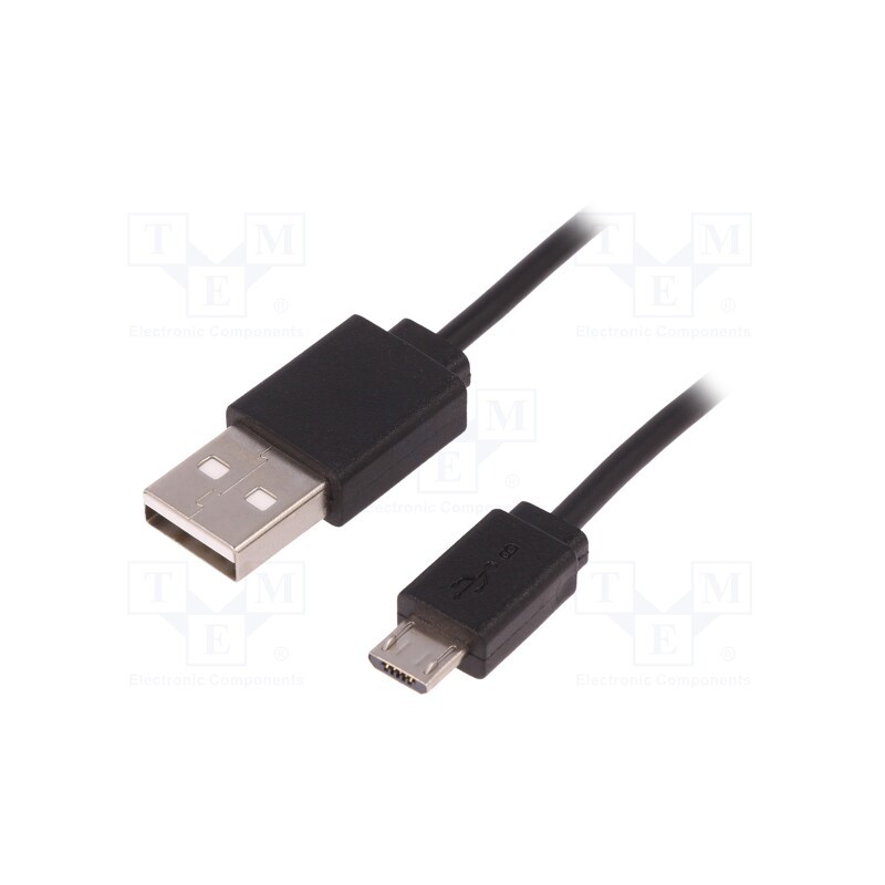 1 pcs x QOLTEC - 50499 - Cable, USB 2.0, USB A plug,USB B micro plug, 1m, black