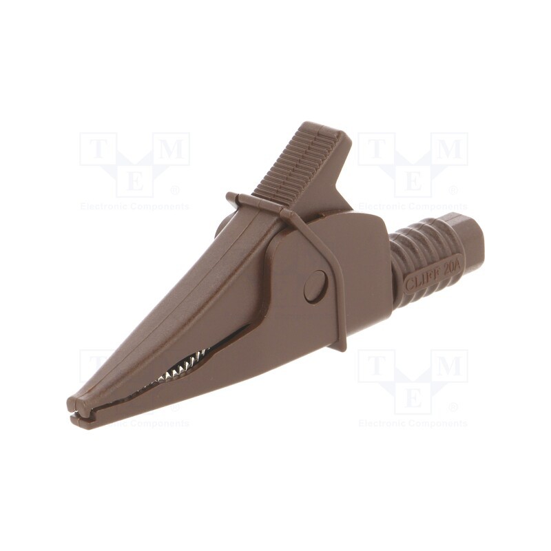 1 pcs x CLIFF - FCR79900N - Crocodile clip, 20A, brown, max.39mm, 1kV, Connection: 4mm socket