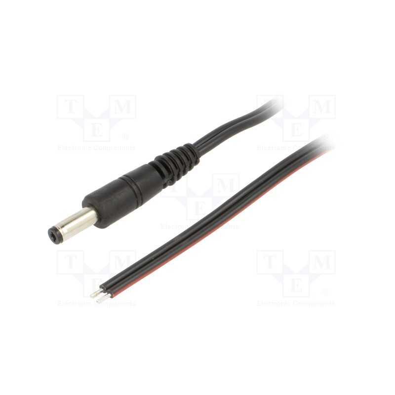 1 pcs x WEST POL - P48-TT-T075-050BK - Cable, 2x0.75mm2, wires,DC 4,8/1,7 plug, straight, black, 0.5m