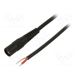 1 pcs x WEST POL - S21-TT-C100-500BK - Cable, 1x1mm2, wires,DC 5,5/2,1 socket, straight, black, 5m