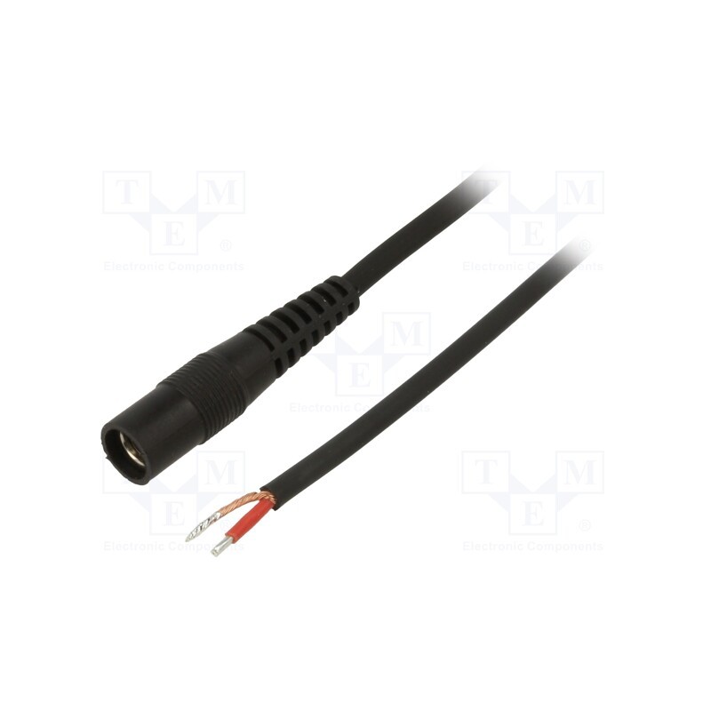 1 pcs x WEST POL - S21-TT-C100-500BK - Cable, 1x1mm2, wires,DC 5,5/2,1 socket, straight, black, 5m