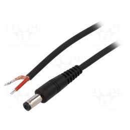 1 pcs x WEST POL - P21-TT-C100-150BK - Cable, 1x1mm2, wires,DC 5,5/2,1 plug, straight, black, 1.5m