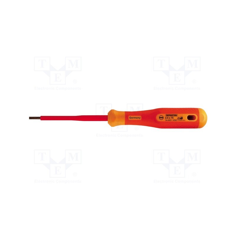 1 pcs x BERNSTEIN - 14-651-VDE - Screwdriver, insulated, slot, SL 2,5, Blade length: 75mm