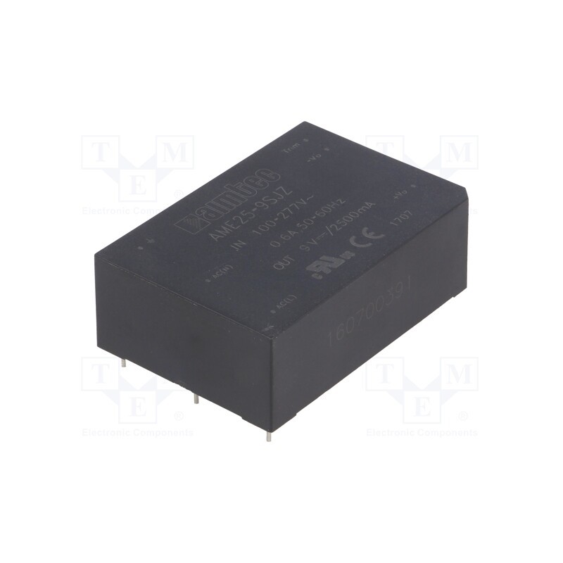1 pcs x AIMTEC - AME25-9SCJZ - Converter: AC/DC, 25W, 85÷264VAC, Usup: 120÷370VDC, Uout: 9VDC, 78%