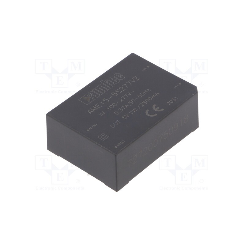 1 pcs x AIMTEC - AME15-5S277VZ - Converter: AC/DC, 15W, 85÷305VAC, Usup: 100÷430VDC, Uout: 5VDC, 76%