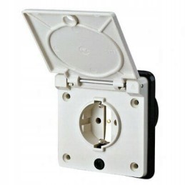 Hermetic external socket, 230v schuko output, white