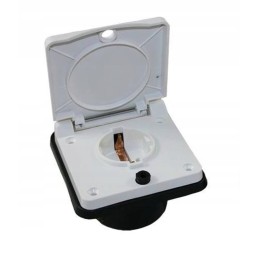 Hermetic external socket, 230v schuko output, white