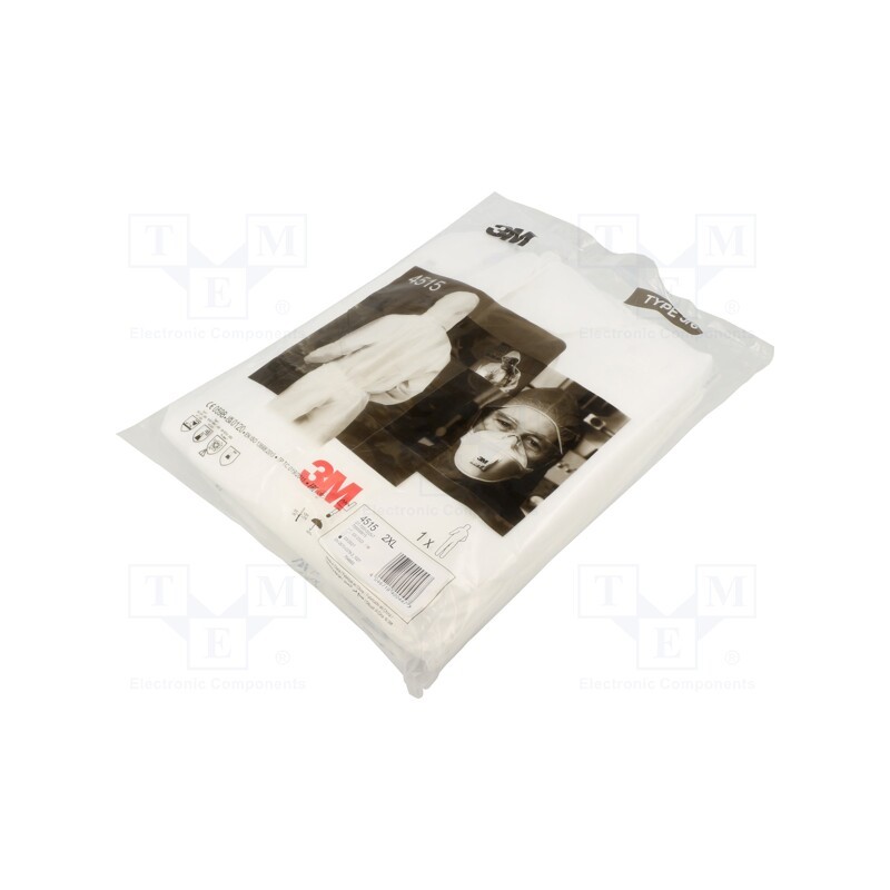 1 pcs x 3M - 4515 2XL - Protective coverall, Size: XXL, white, 4515, with a hood