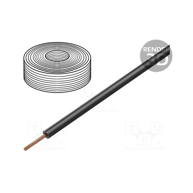 1 rol x DONAU ELEKTRONIK - 125-011 - Wire, stranded, Cu, 0.25mm2, PVC, black, 100V, 10m, Class: 5
