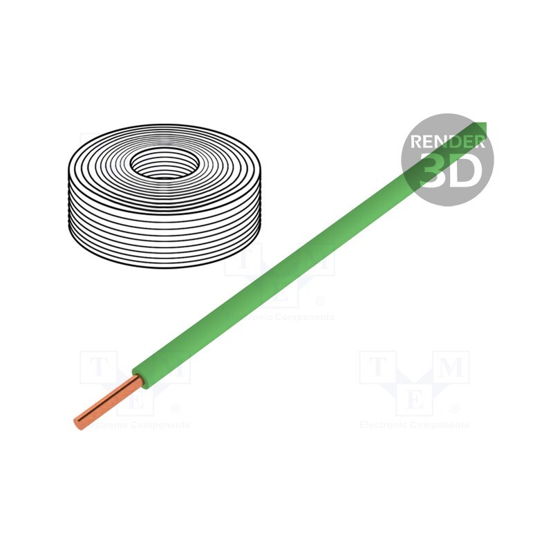 1 rol x DONAU ELEKTRONIK - 105-4 - Wire, 0.2mm2, solid, Cu, PVC, green, 60V, 10m, 1x0.2mm2