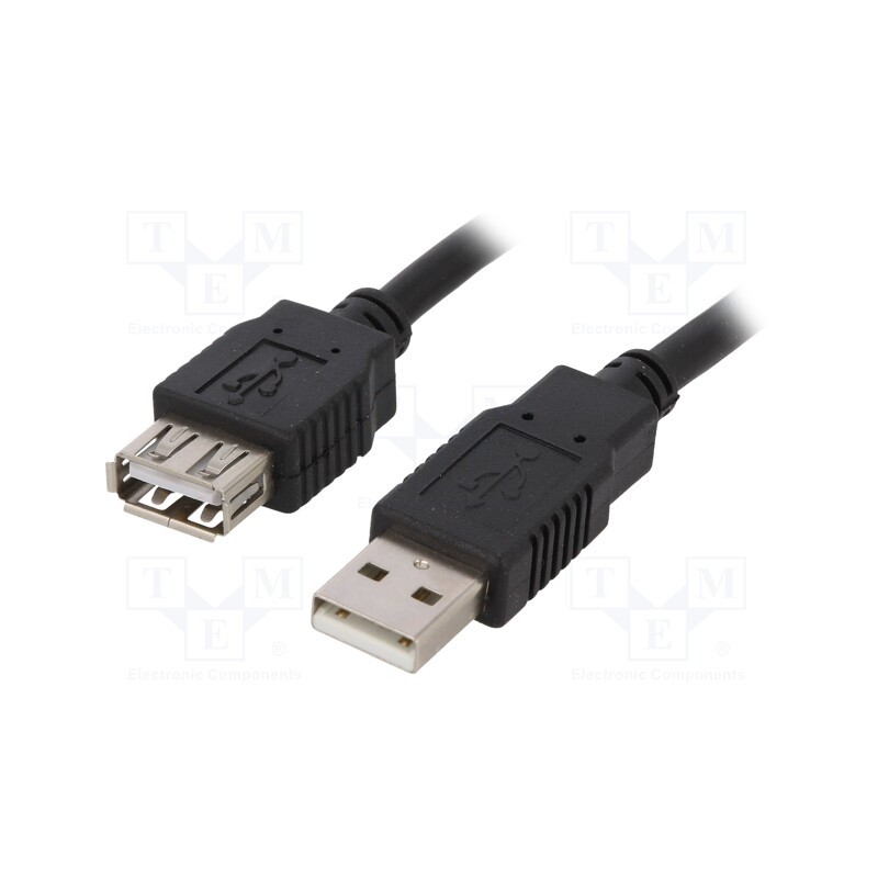 1 pcs x BQ CABLE - CAB-USBAAF/1.8-BK - Cable, USB 2.0, USB A socket,USB A plug, 1.8m, black, Core: Cu