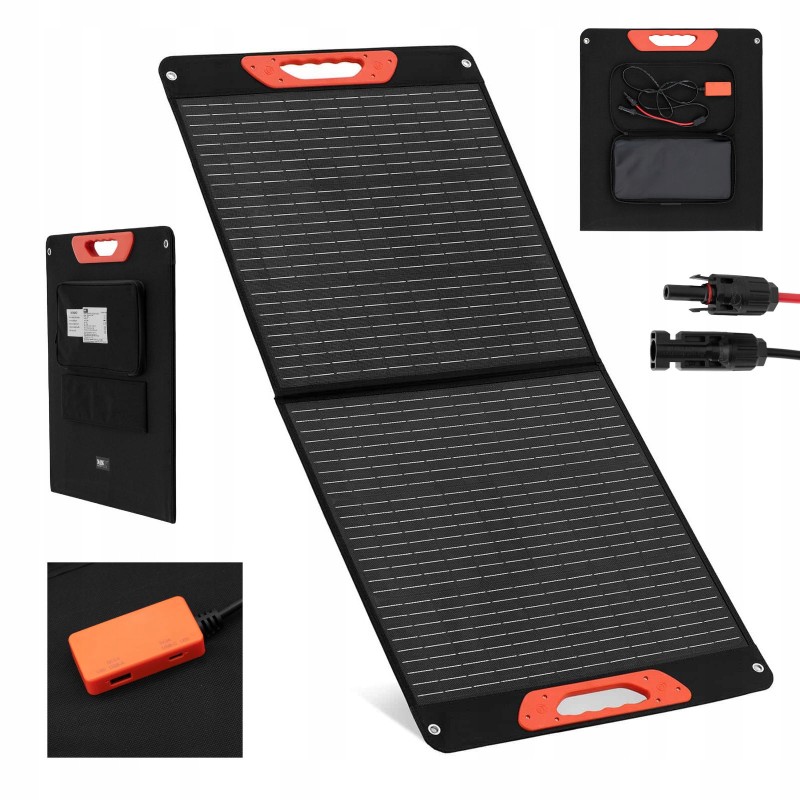 Folding tourist camping solar panel charger 2 x USB 100W
