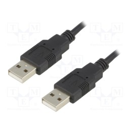 1 pcs x BQ CABLE - CAB-USBAA/3-BK - Cable, USB 2.0, USB A plug,both sides, 3m, black, Core: Cu