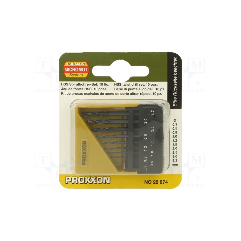 1 set x PROXXON - 28874 - Drill set, for metal, high speed steel stal szybkotnąca HSS