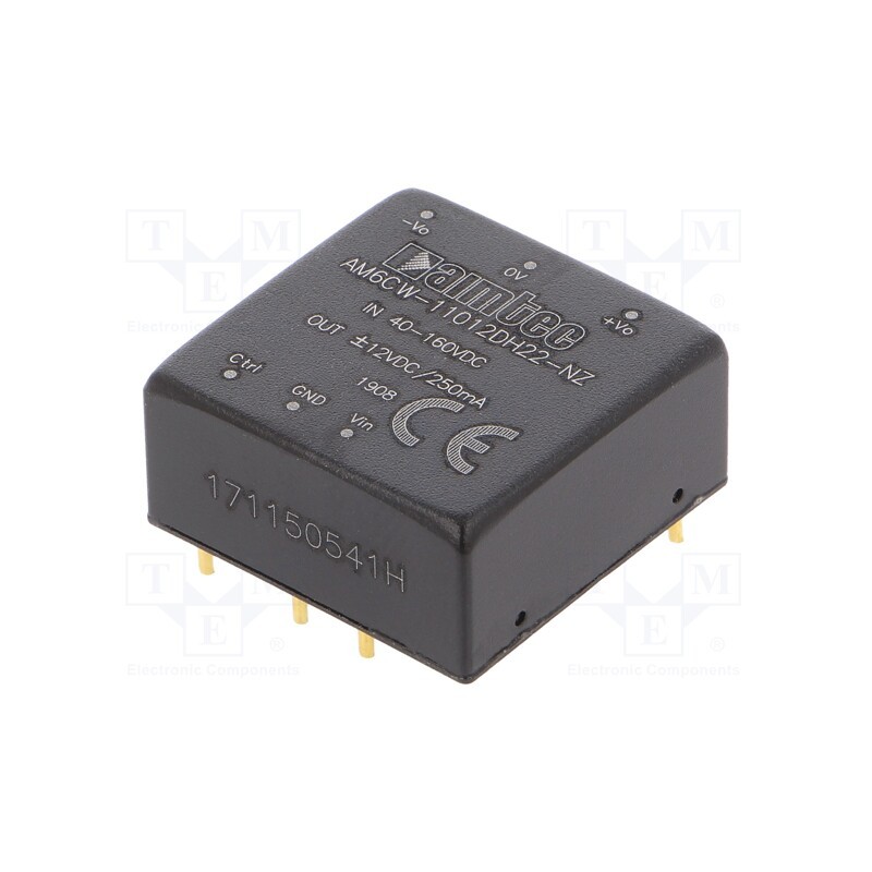 1 pcs x AIMTEC - AM6CW-11012DH22-NZ - Converter: DC/DC, 6W, Uin: 40÷160V, Uout: 12VDC, Uout2: -12VDC, 1'x1'