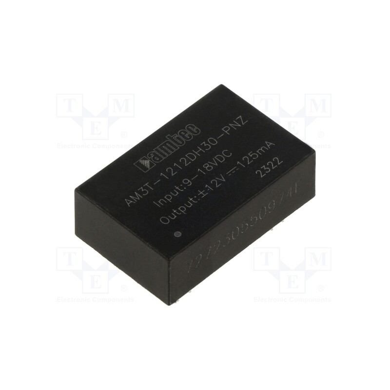 1 pcs x AIMTEC - AM3T-1212DH30-PNZ - Converter: DC/DC, 3W, Uin: 9÷18V, Uout: -12VDC, Uout2: 12VDC, DIP24